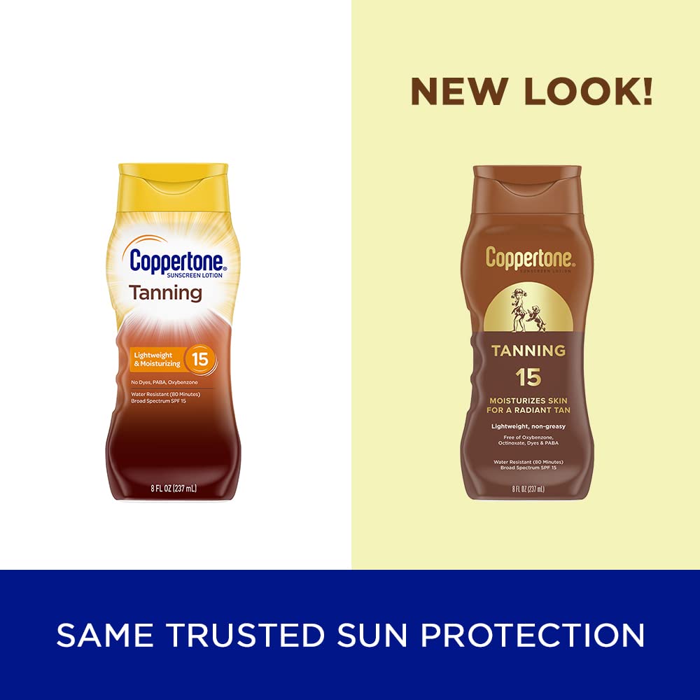Coppertone Tanning Sunscreen Lotion, SPF 15, Lightweight and Non Greasy Sunscreen, Water Resistant, Oxybenzone Free - FENGGESTORE20