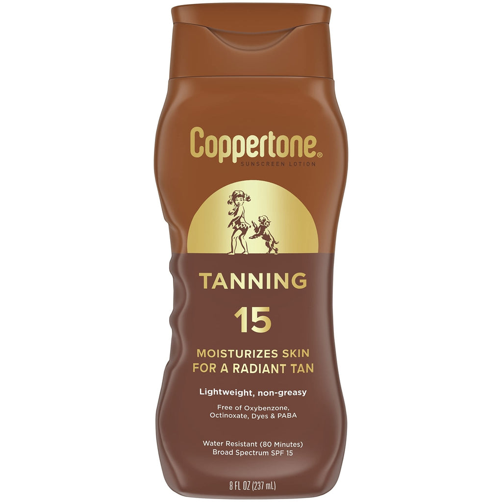 Coppertone Tanning Sunscreen Lotion, SPF 15, Lightweight and Non Greasy Sunscreen, Water Resistant, Oxybenzone Free - FENGGESTORE20