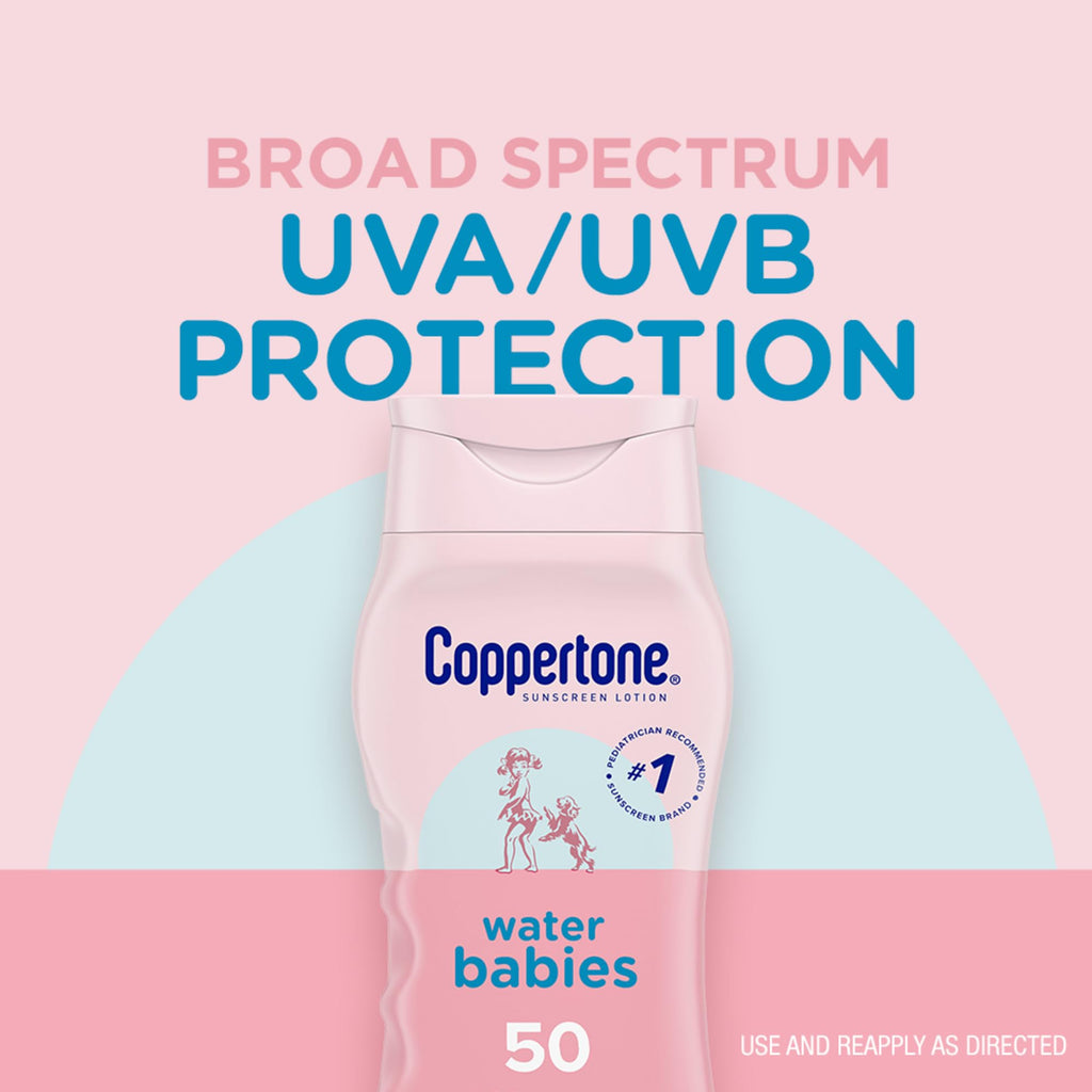 Coppertone WaterBabies Baby Sunscreen Lotion SPF 50, Hypoallergenic Sunscreen for Babies, Water Resistant - FENGGESTORE20