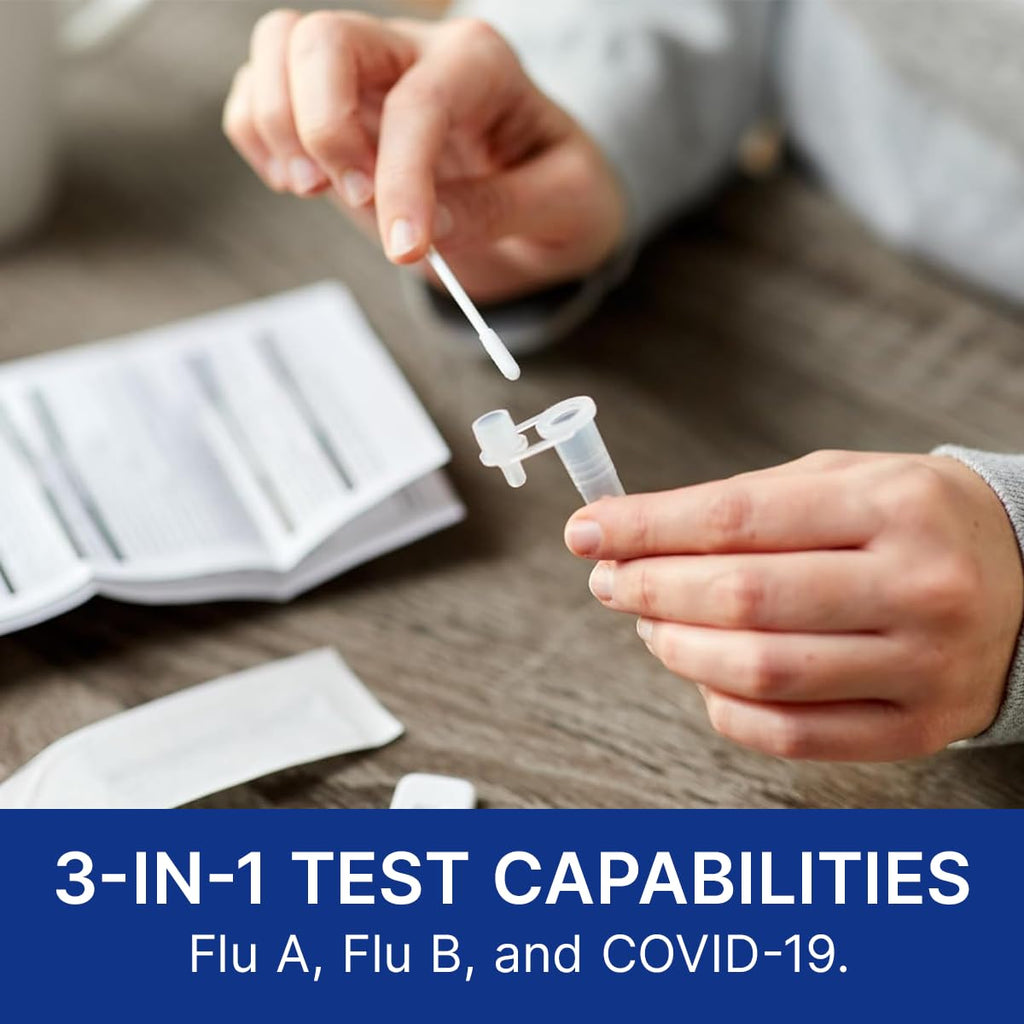 CorDx TyFast Flu A/B & COVID-19 At-Home Multiplex Rapid Test Kit, 3-in-1 Antigen Test, Results in 10 Minutes, EUA Authorized OTC, 4 Tests - FENGGESTORE20