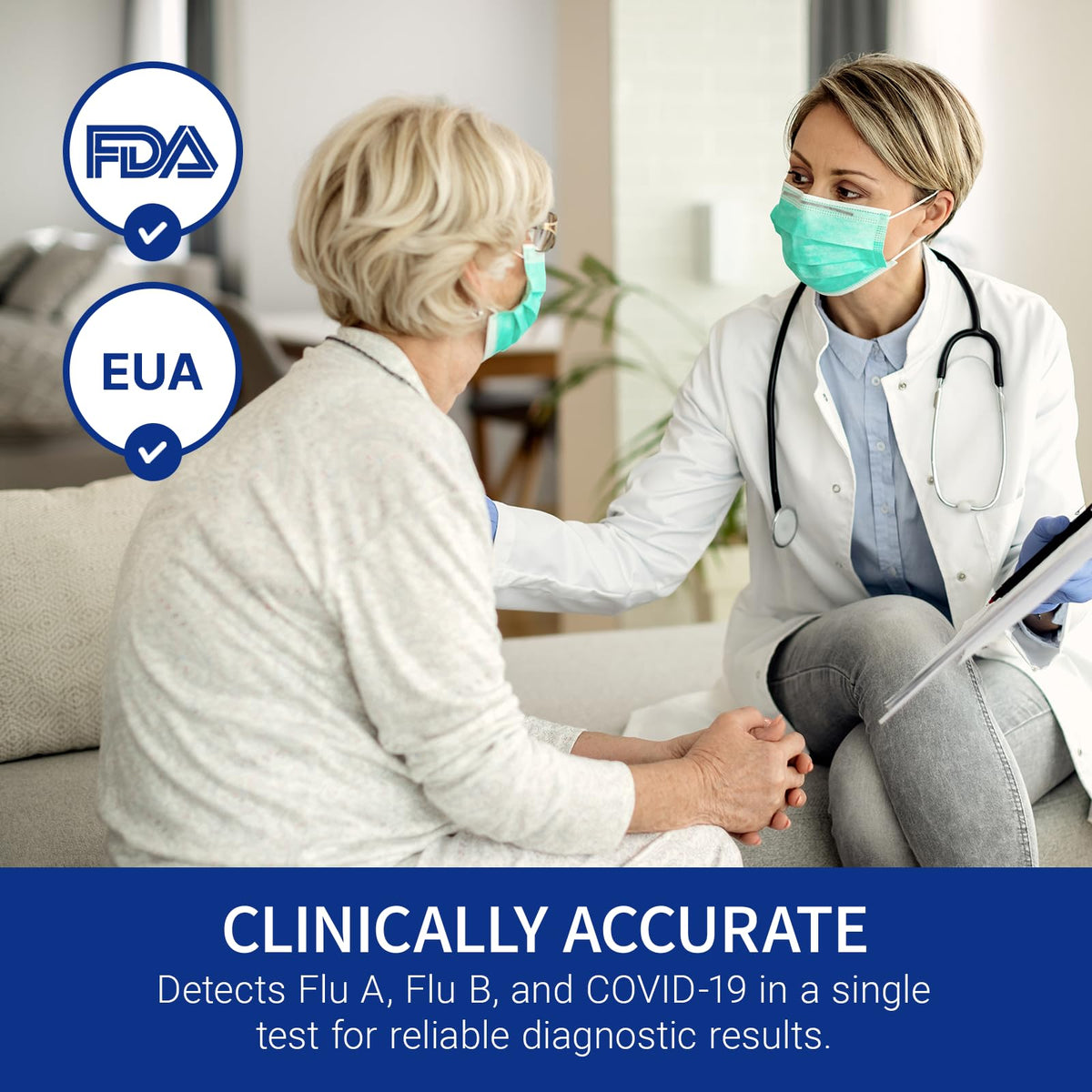 CorDx TyFast Flu A/B & COVID-19 At-Home Multiplex Rapid Test Kit, 3-in-1 Antigen Test, Results in 10 Minutes, EUA Authorized OTC, 4 Tests - FENGGESTORE20
