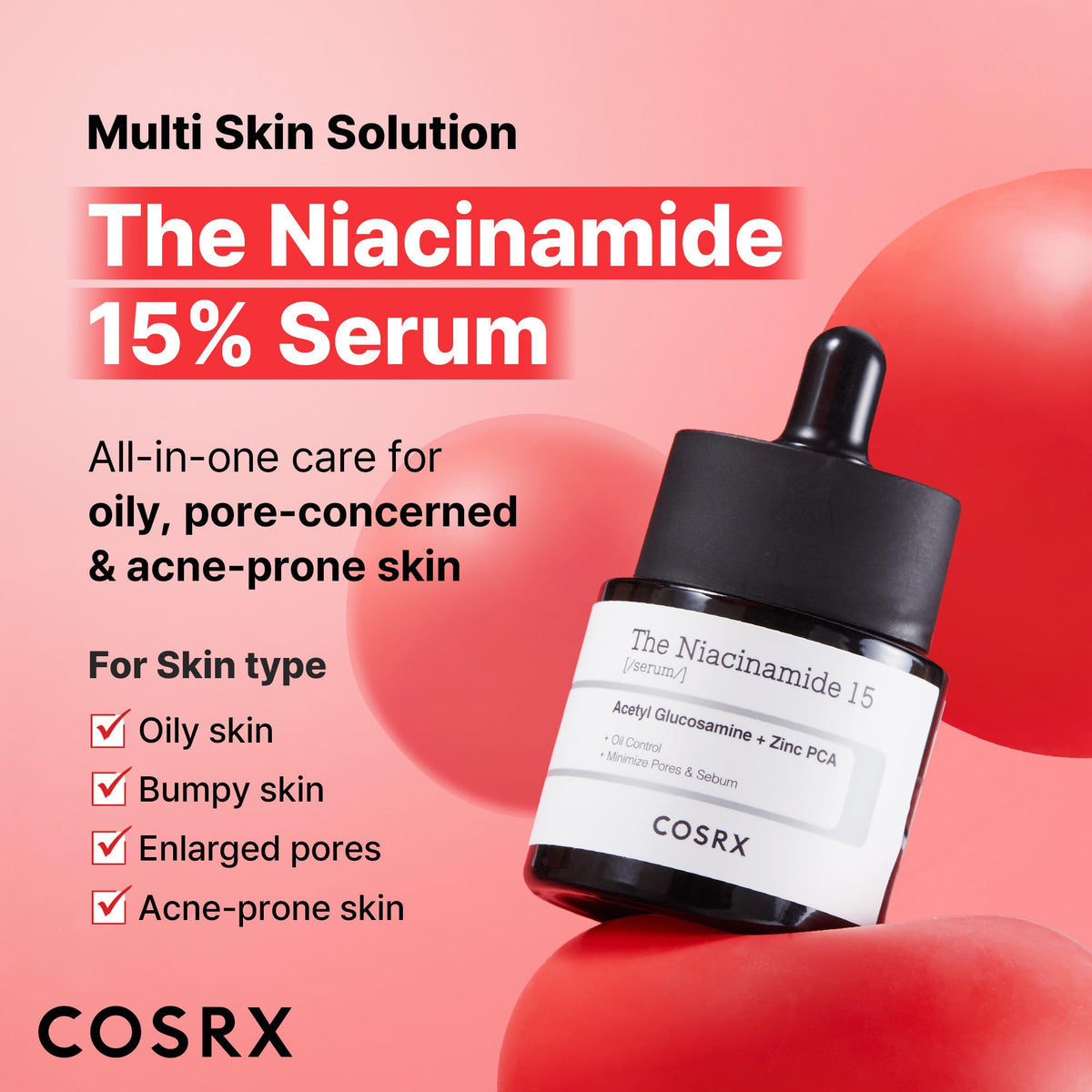 COSRX 15% Niacinamide Face Serum, 0.67 fl oz, Pore Minimizer Serum for Face, Even Skin Tone, Korean Skin Care - FENGGESTORE20