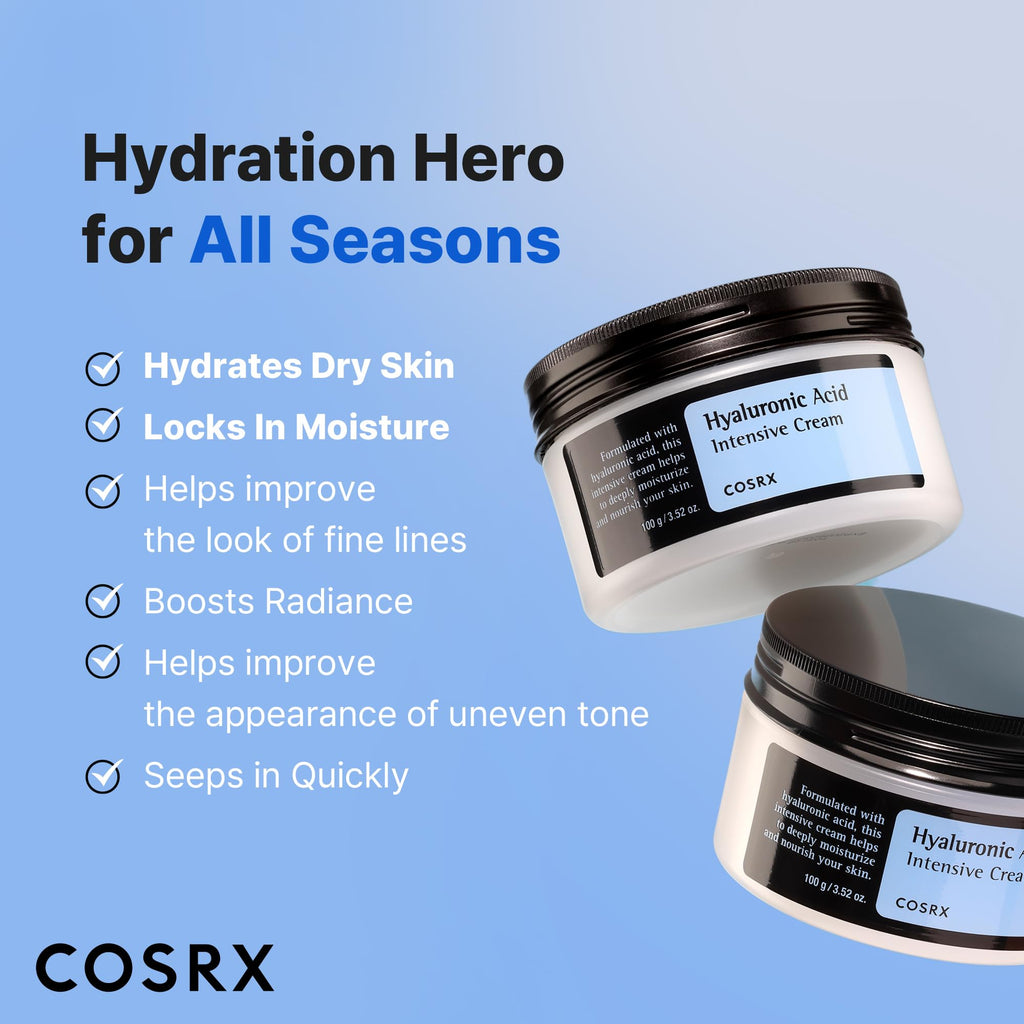 COSRX Hyaluronic Acid Moisturizing Cream, Long-lasting Hydration, Rich Moisturizer for Sensitive Skin 3.52 oz / 100g - FENGGESTORE20