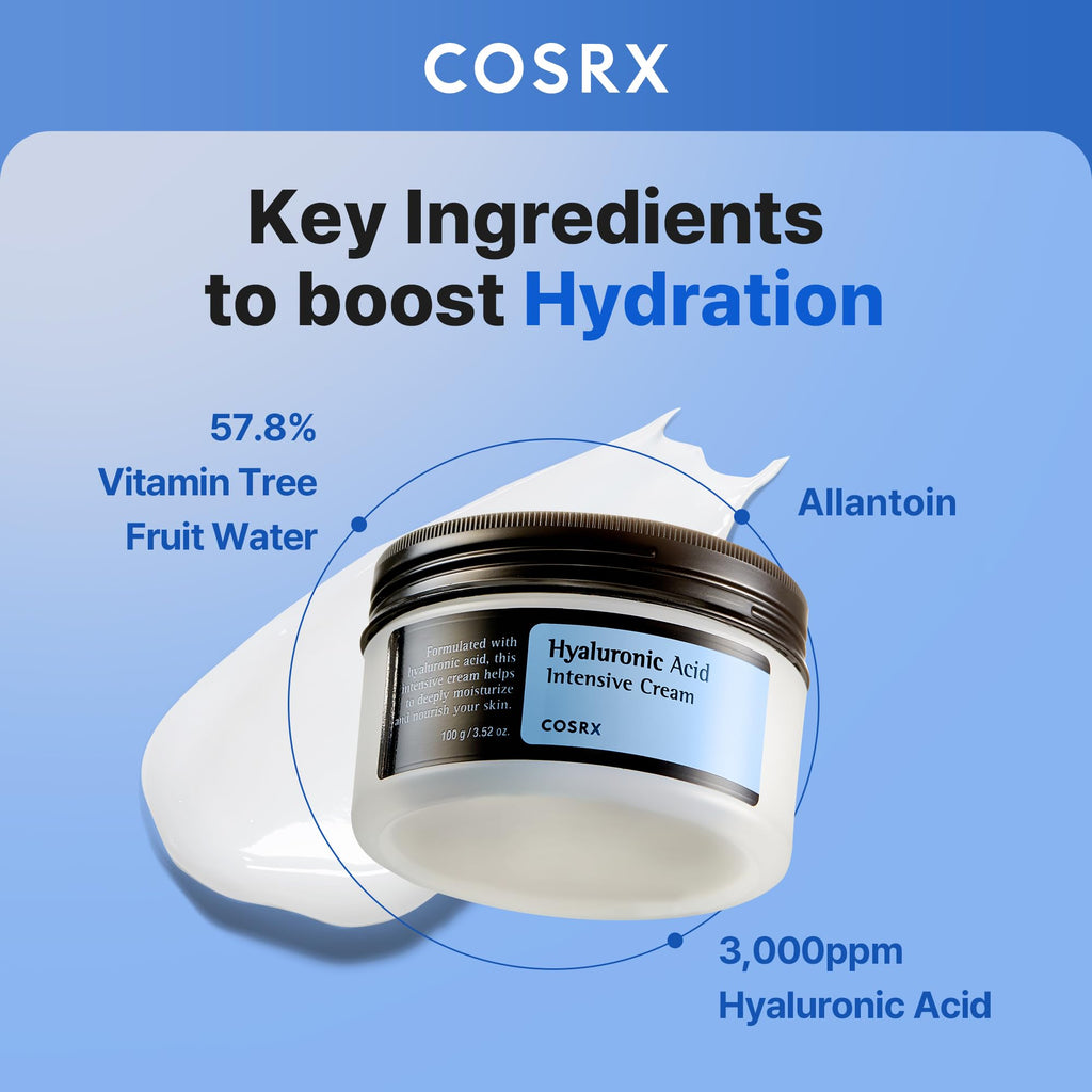 COSRX Hyaluronic Acid Moisturizing Cream, Long-lasting Hydration, Rich Moisturizer for Sensitive Skin 3.52 oz / 100g - FENGGESTORE20