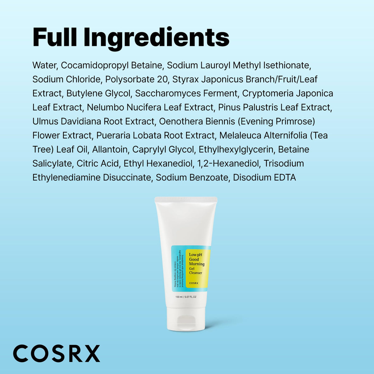 COSRX Low pH Good Morning Gel Face Cleanser, 5.07 fl oz, BHA Face Wash, Daily Mild Face Cleanser for Sensitive Skin - FENGGESTORE20