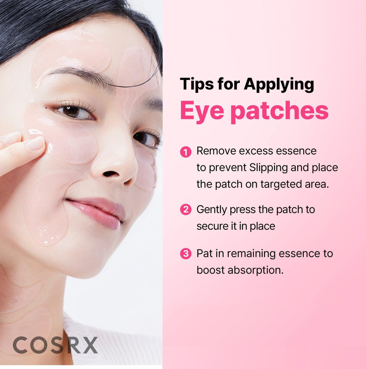 COSRX Pink Peptides Collagen Hydrogel Eye Patch for Puffy Eyes and Dark Circles, Under Eye Mask, 60 Under Eye Patches, Korean Skin Care - FENGGESTORE20
