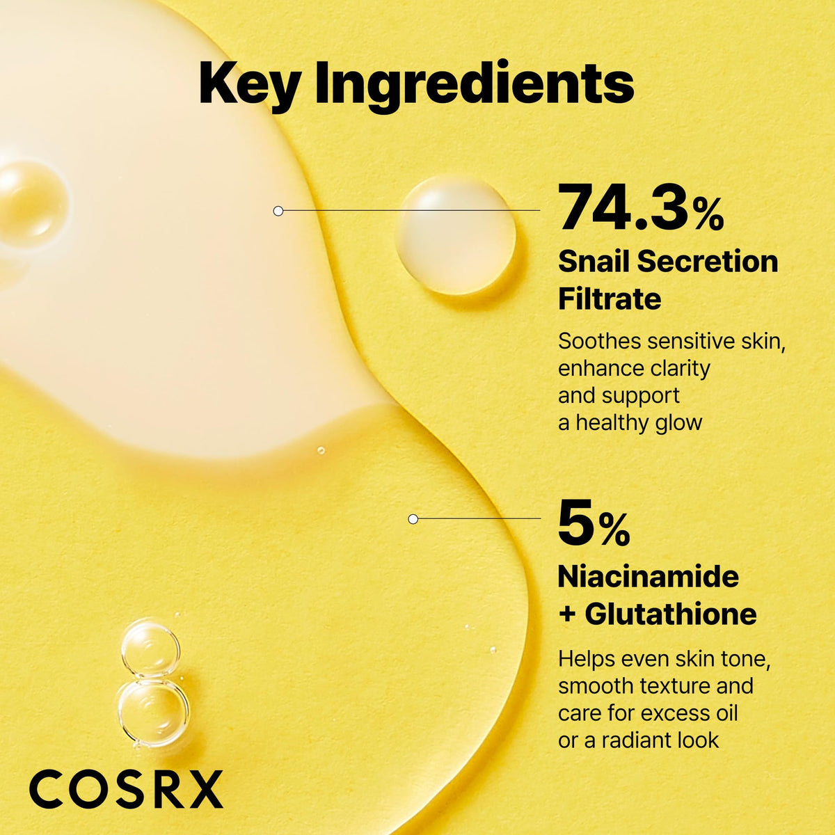 COSRX Snail Mucin 74% + Niacinamide 5% Dual Essence, Anti Aging Face Serum for Dull Skin, Sensitive Skin, Korean Skin Care, 2.70 fl.oz / 80ml - FENGGESTORE20