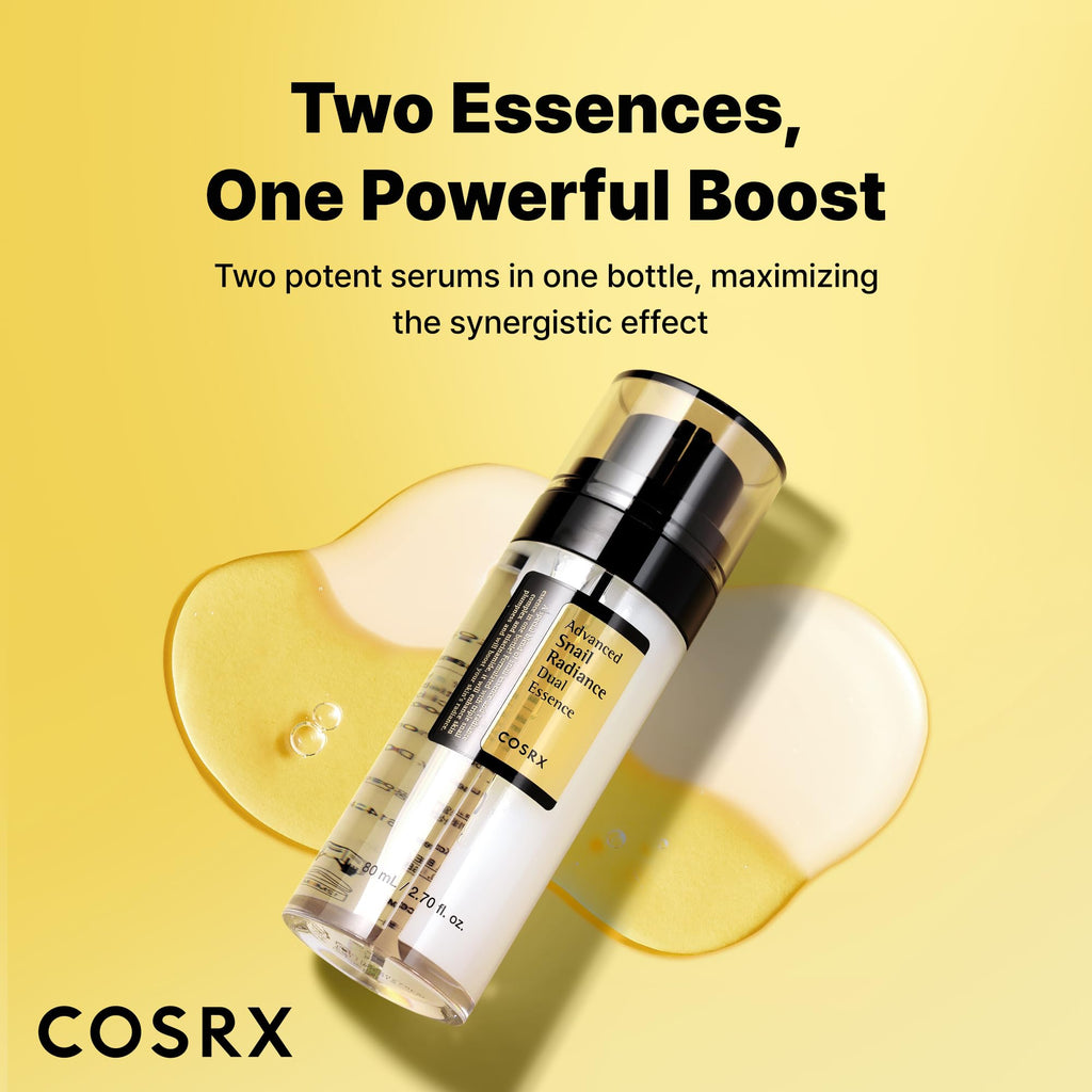 COSRX Snail Mucin 74% + Niacinamide 5% Dual Essence, Anti Aging Face Serum for Dull Skin, Sensitive Skin, Korean Skin Care, 2.70 fl.oz / 80ml - FENGGESTORE20