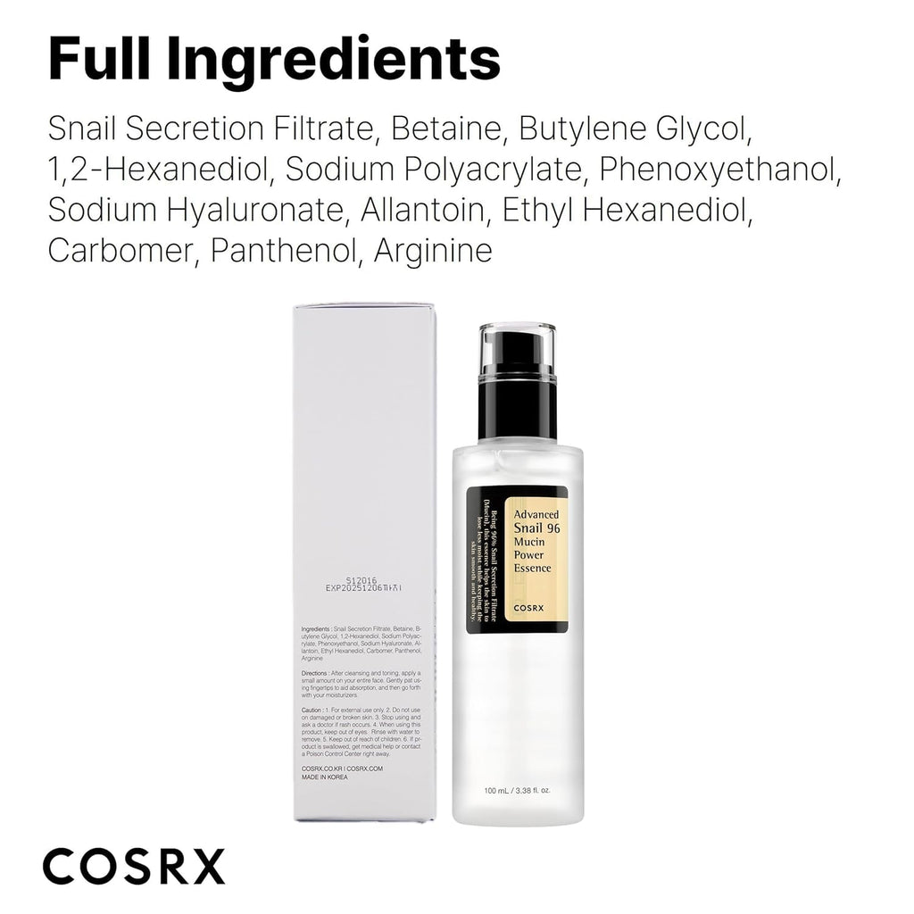COSRX Snail Mucin Repairing Serum 100ml, Hydrating Serum for Face with Snail Secretion - FENGGESTORE20
