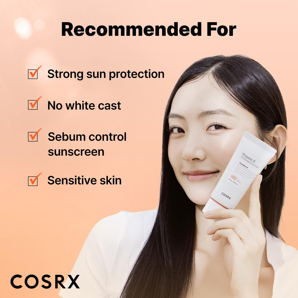 COSRX Vitamin E Vitalizing Sunscreen,SPF 50 Broad Spectrum Face Sunscreen, Lightweight - FENGGESTORE20
