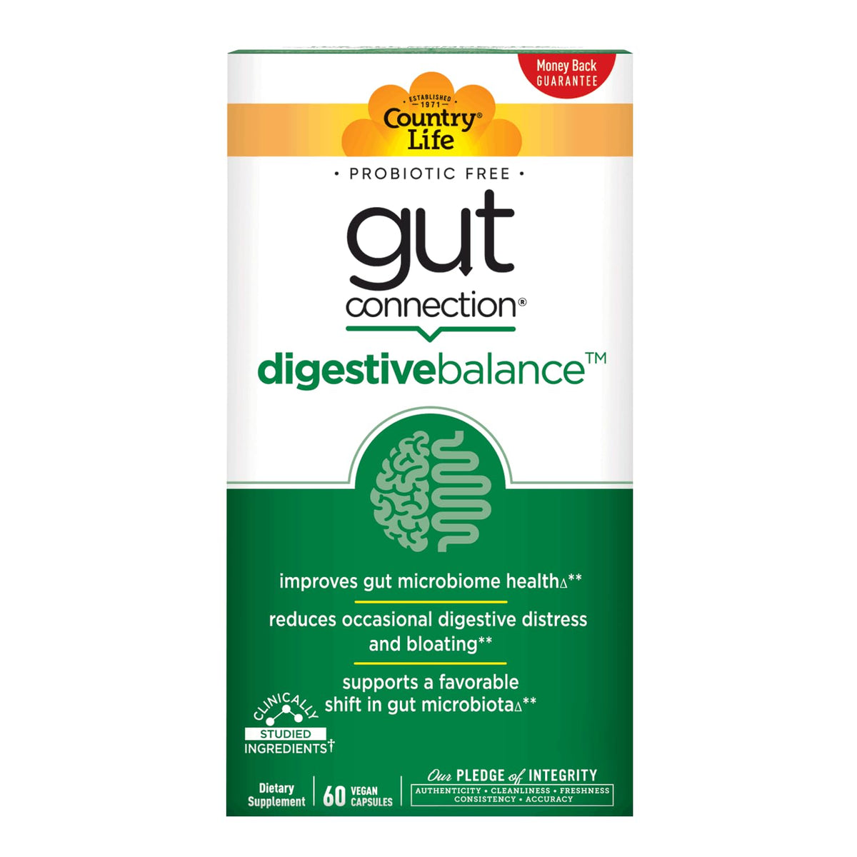 Country Life Gut Connection Digestive Balance – Prebiotic & Digestive Enzyme Supplement for Gut Health, Bloating Relief, and Improved Bowel Movements - FENGGESTORE20