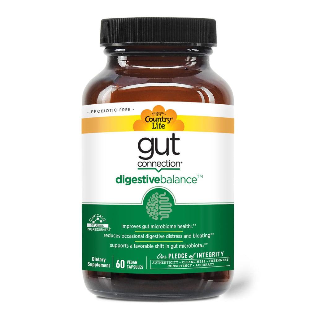 Country Life Gut Connection Digestive Balance – Prebiotic & Digestive Enzyme Supplement for Gut Health, Bloating Relief, and Improved Bowel Movements - FENGGESTORE20