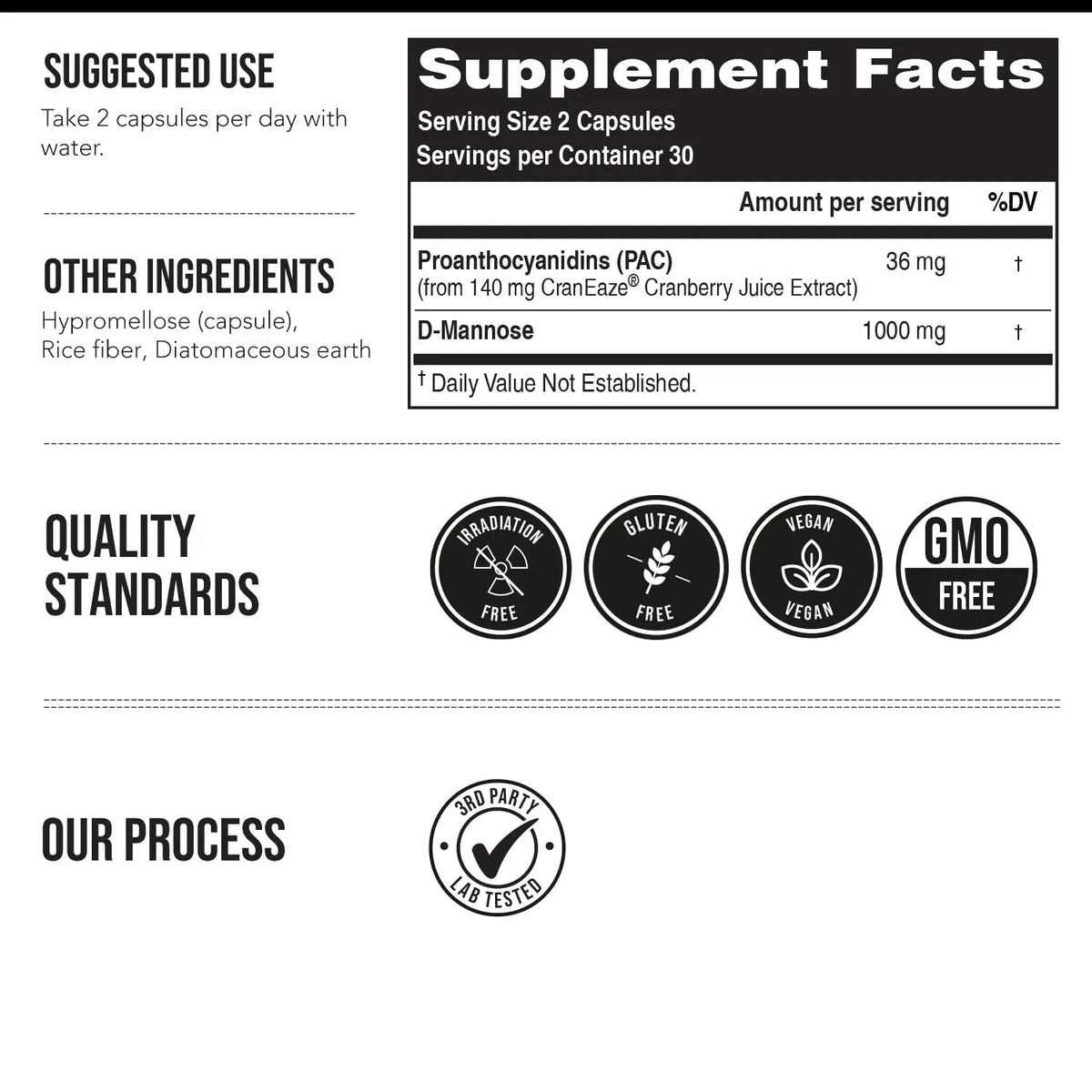 CranEaze®: Cranberry Juice Extract Plus D-Mannose – 36 mg PAC, 100% Soluble PAC - Supports Urinary Tract Health – Most Effective Cranberry Pills for Women, UTI Cranberry Supplement - 60 Capsules - FENGGESTORE20