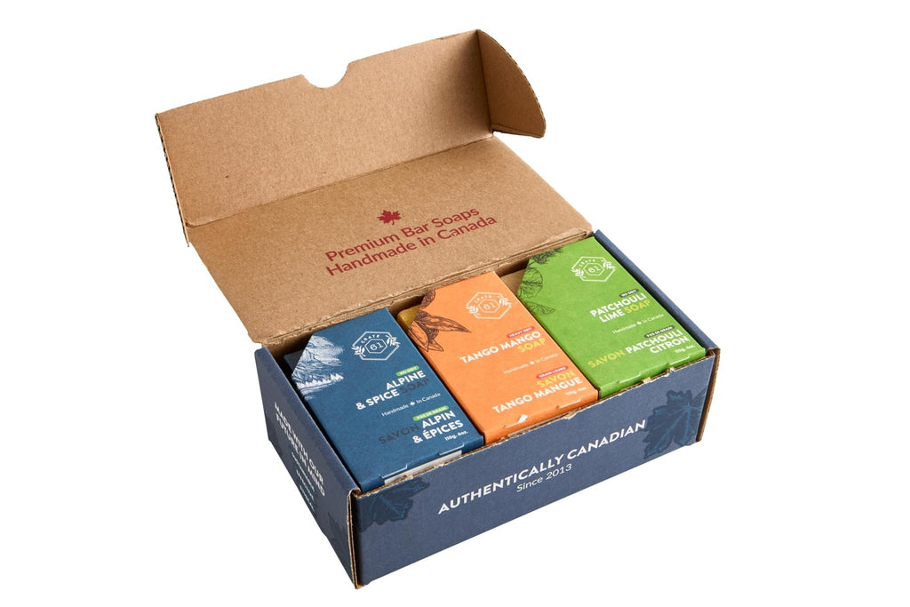 Crate 61 Organics, Handmade in Canada, Plant Based Cold Process Natural Bar Soap, With Premium Essential Oils, Dry Skin, Pack of 6 (For Him) - FENGGESTORE20