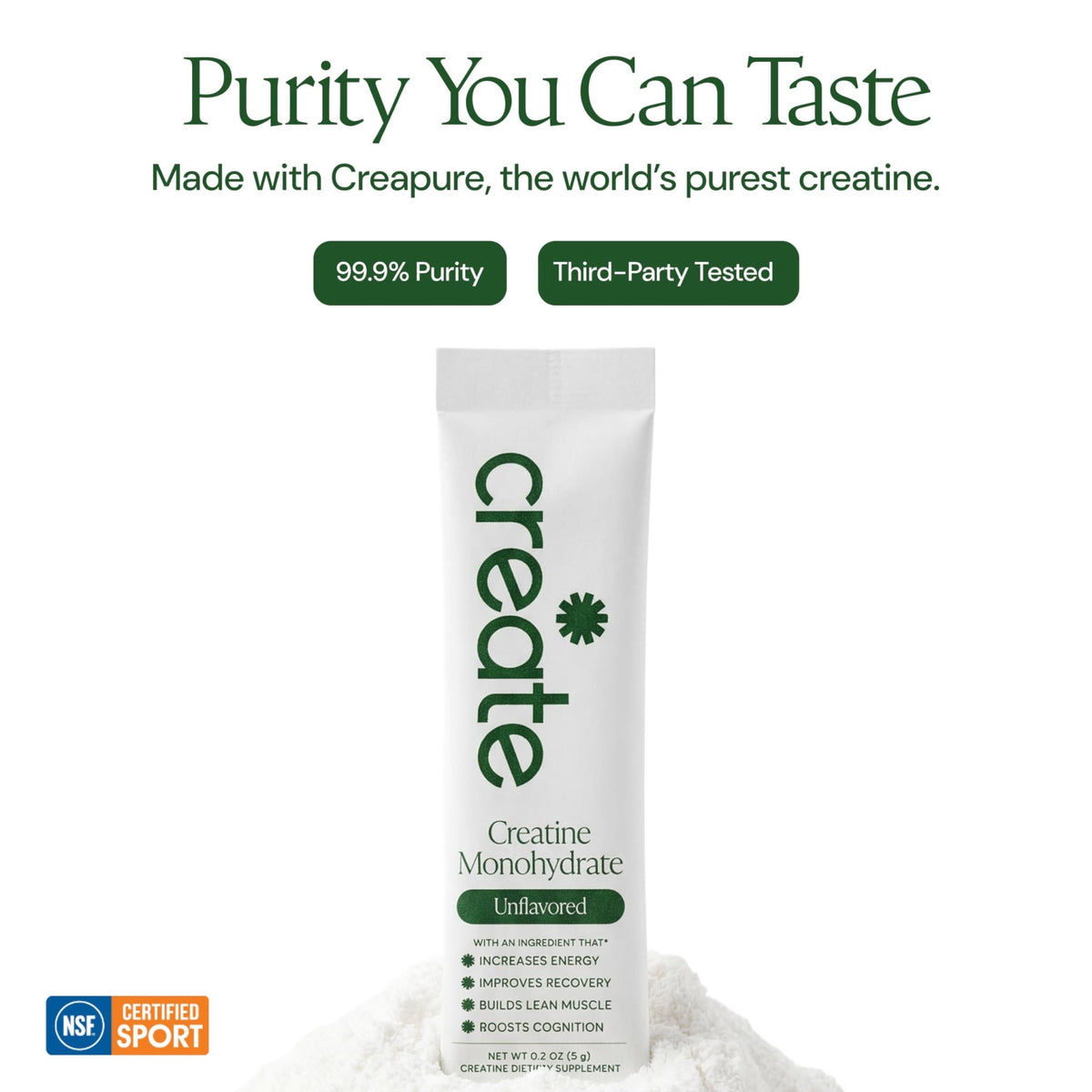 Create Creatine Monohydrate Powder - Creatine Travel Packets, Made with Creapure, 3rd Party Tested & NSF Certified for Sport, 30 Stick Packs, Unflavored - FENGGESTORE20