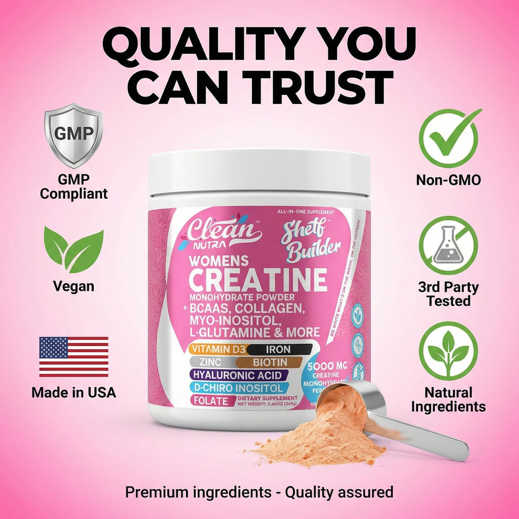 Creatine for Women | Creatine Monohydrate + Powder Myo-Inositol Collagen Biotin Hyaluronic Acid Folate L Glutamine Vitamin D3 Iron Zinc - FENGGESTORE20