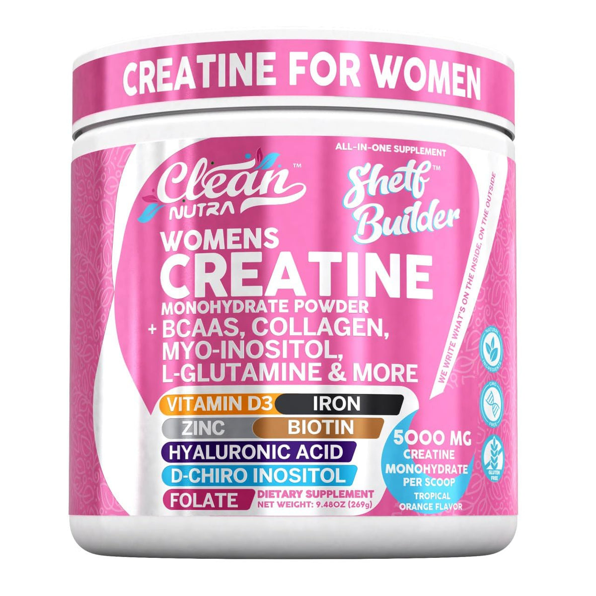 Creatine for Women | Creatine Monohydrate + Powder Myo-Inositol Collagen Biotin Hyaluronic Acid Folate L Glutamine Vitamin D3 Iron Zinc - FENGGESTORE20