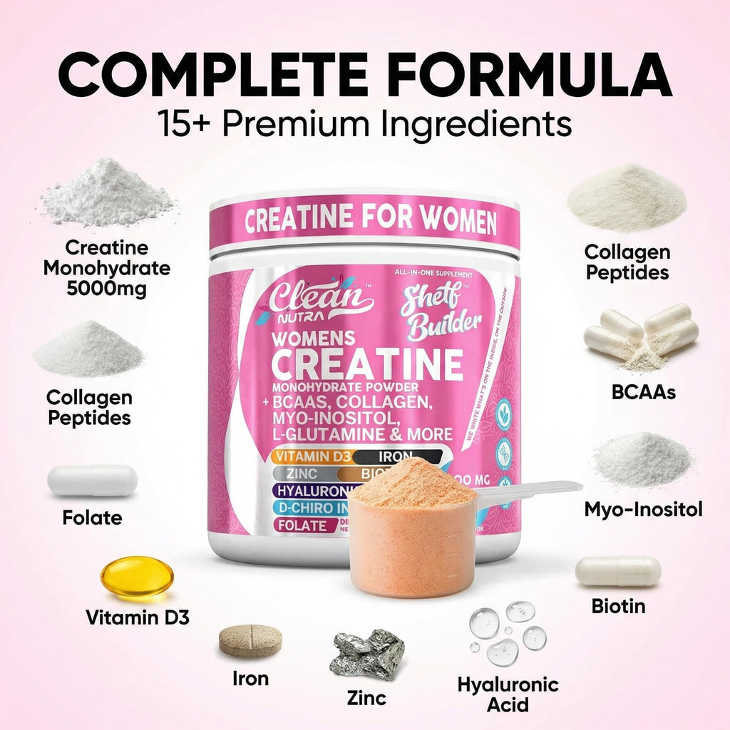 Creatine for Women | Creatine Monohydrate + Powder Myo-Inositol Collagen Biotin Hyaluronic Acid Folate L Glutamine Vitamin D3 Iron Zinc - FENGGESTORE20