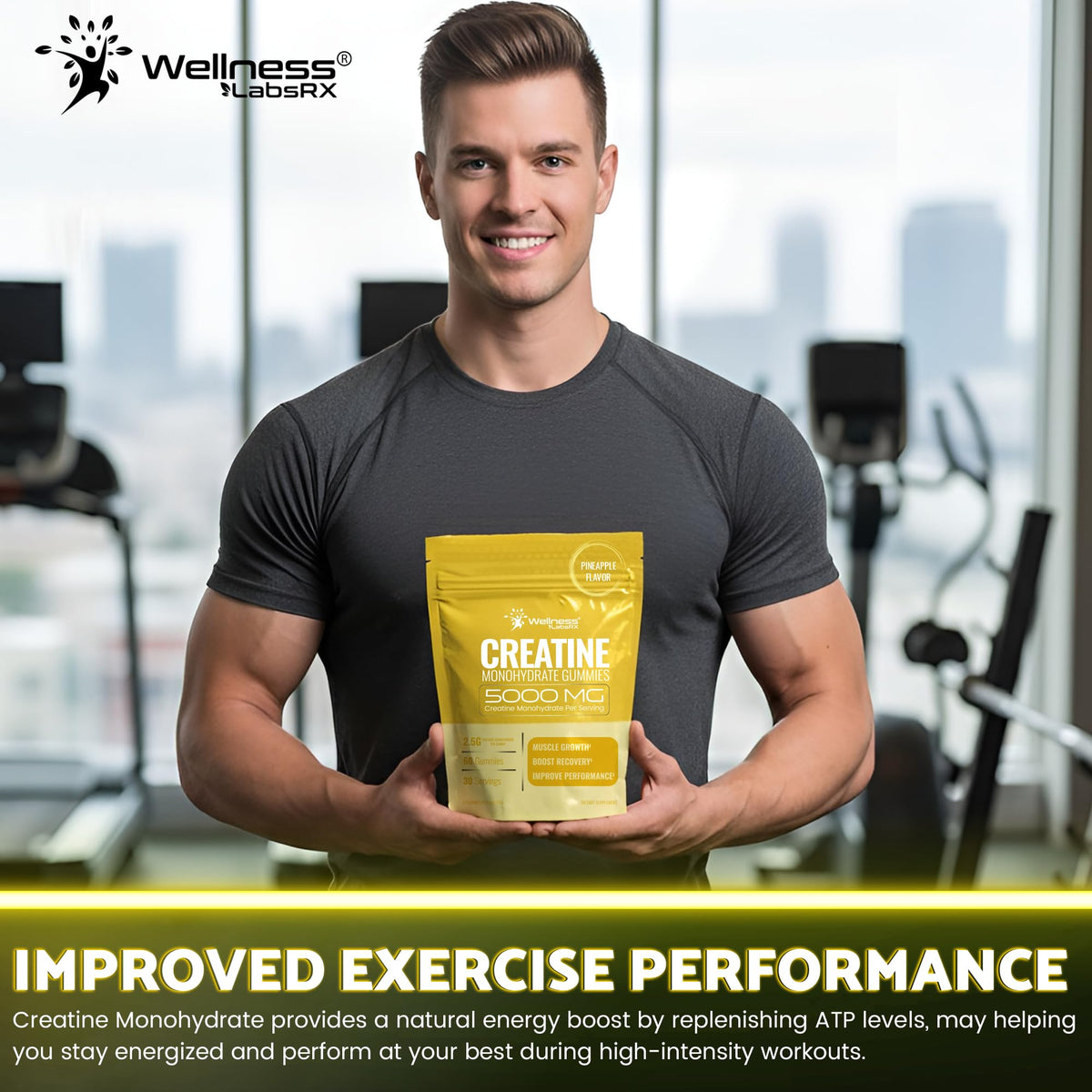 Creatine Gummies 5000mg, 30 Servings Creatine Monohydrate Gummies - Third-Party Tested Creatine for Women, Pineapple Flavor Creatine for Men, Muscle Growth, - FENGGESTORE20