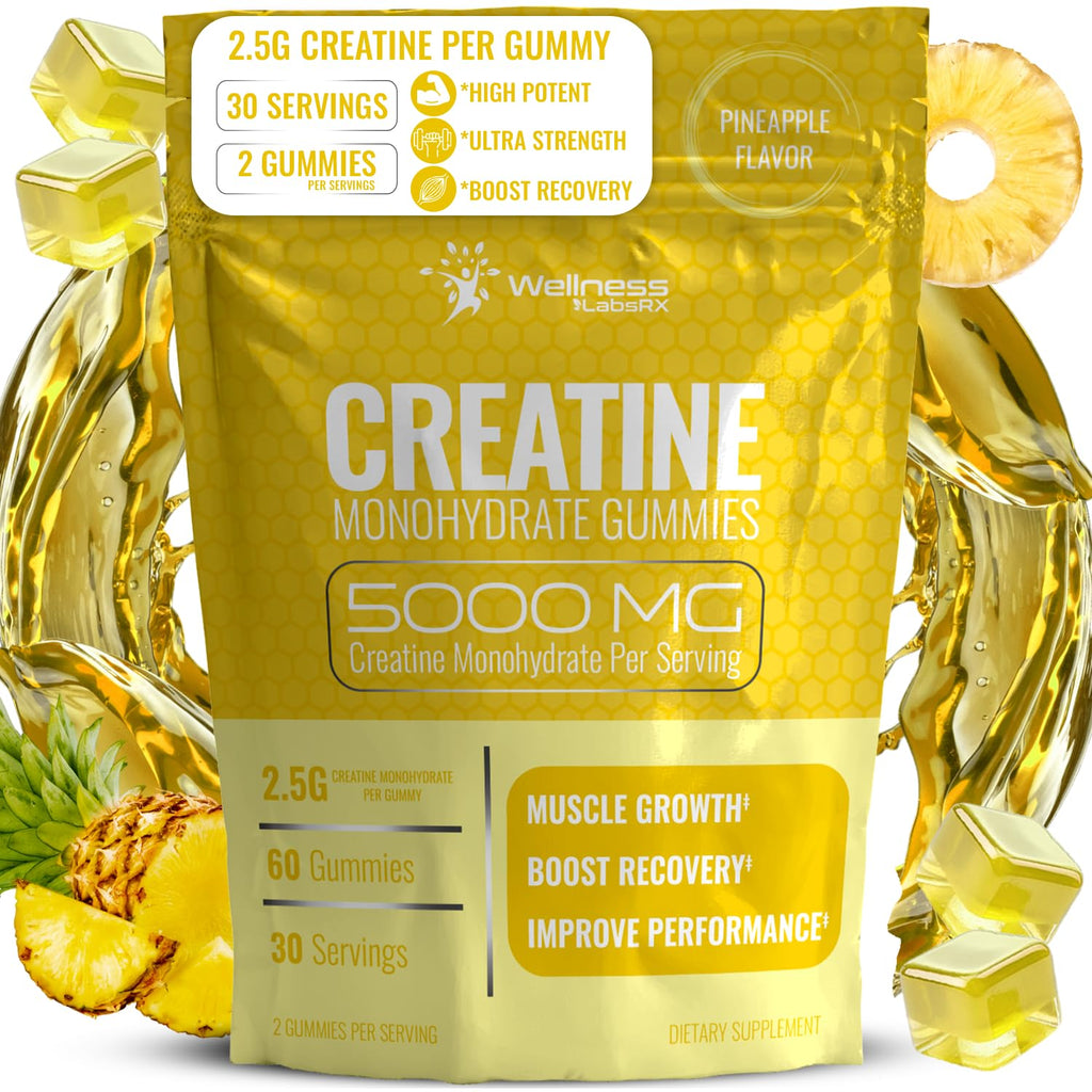 Creatine Gummies 5000mg, 30 Servings Creatine Monohydrate Gummies - Third-Party Tested Creatine for Women, Pineapple Flavor Creatine for Men, Muscle Growth, - FENGGESTORE20