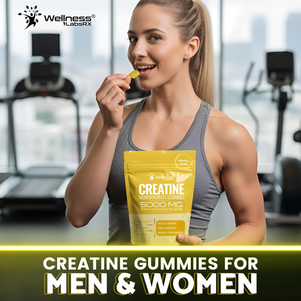 Creatine Gummies 5000mg, 30 Servings Creatine Monohydrate Gummies - Third-Party Tested Creatine for Women, Pineapple Flavor Creatine for Men, Muscle Growth, - FENGGESTORE20