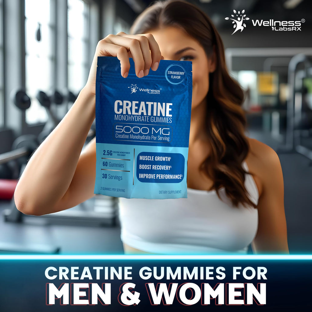 Creatine Gummies 5000mg, 30 Servings Creatine Monohydrate Gummies - Third-Party Tested Creatine for Women, Strawberry Flavor Creatine for Men, Muscle Growth, - FENGGESTORE20