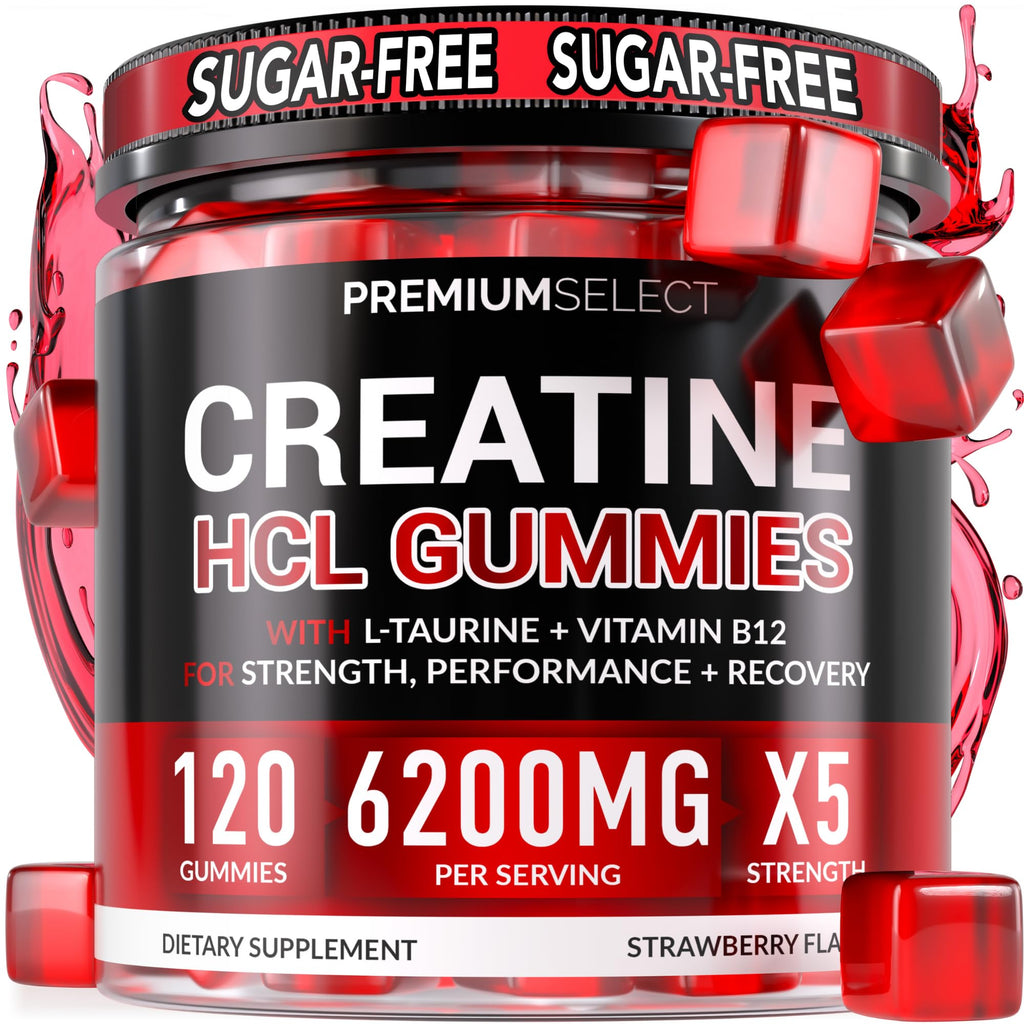Creatine HCL for Adults 120 Gummies 6200mg - HCL Creatine Advanced Complex with L-Taurine + Vitamin B12 for Men & Women Muscle Strength & Builder, Energy Boost, - FENGGESTORE20