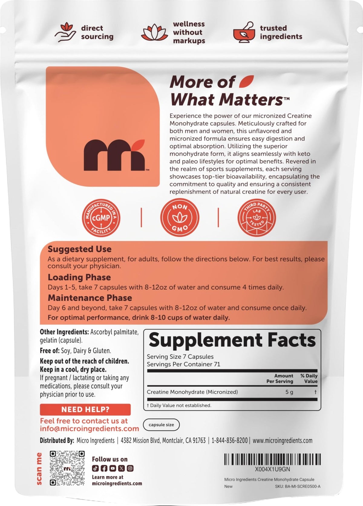 Creatine Monohydrate 5,000mg, 500 Capsules | Pure Creatine Pills – Micronized + Unflavored Powder Source, Easy Absorption | Keto, Non-GMO - FENGGESTORE20