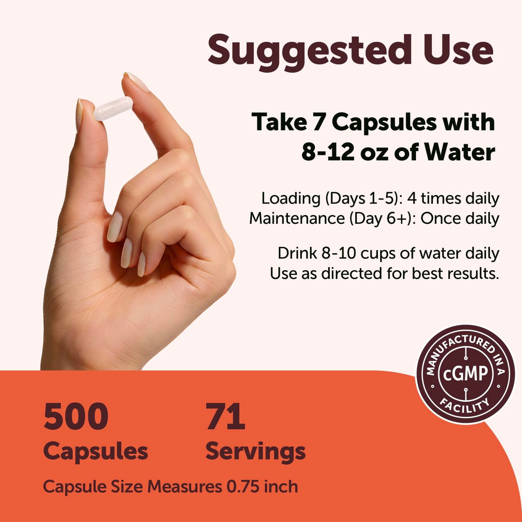 Creatine Monohydrate 5,000mg, 500 Capsules | Pure Creatine Pills – Micronized + Unflavored Powder Source, Easy Absorption | Keto, Non-GMO - FENGGESTORE20