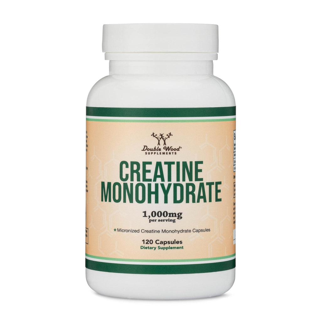 Creatine Monohydrate Capsules - 1g per Serving, 120 Count - No Fillers, Vegan Safe, Non-GMO, Gluten Free by Double Wood (Pack of 2) - FENGGESTORE20