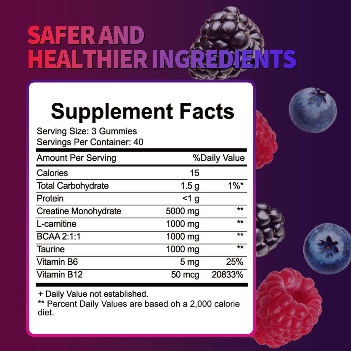 Creatine Monohydrate Gummies 8000 mg for Men & Women, Creatine Supplement for Enhanced Muscle Growth, Energy Boost - with L-Taurine, Sugar Free, Vegan - FENGGESTORE20
