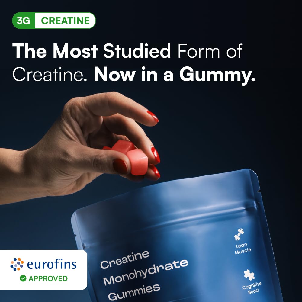 Creatine Monohydrate Gummies - Supports Muscle Growth, Recovery & Brain Function - Convenient & Easy to Take - Great Tasting Watermelon Flavor - FENGGESTORE20