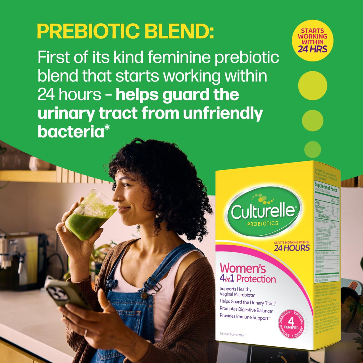 Culturelle 4-in-1 Probiotics for Women, Daily Probiotic & Prebiotic Supplement to Support Vaginal Health, Digestive Health, Immune Health - FENGGESTORE20