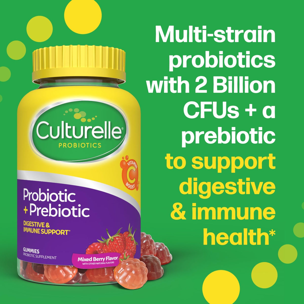 Culturelle Daily Probiotic Gummies for Women & Men, Berry Flavor, 52 Count, Naturally-Sourced Daily Probiotic - FENGGESTORE20