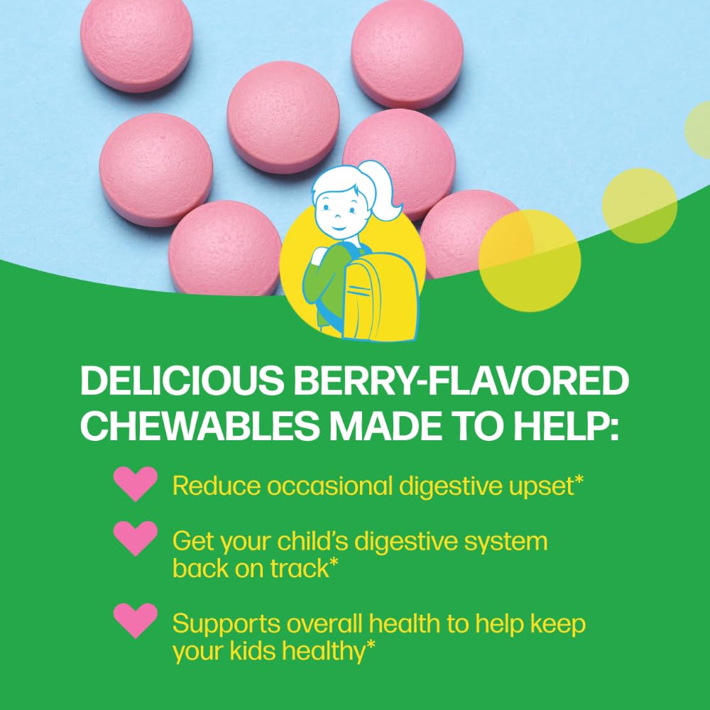 Culturelle Kids Chewable Daily Probiotic for Kids, Ages 3+, 30 Count, #1 Pediatrician-Recommended Brand, Natural Berry Flavored Daily Probiotics - FENGGESTORE20