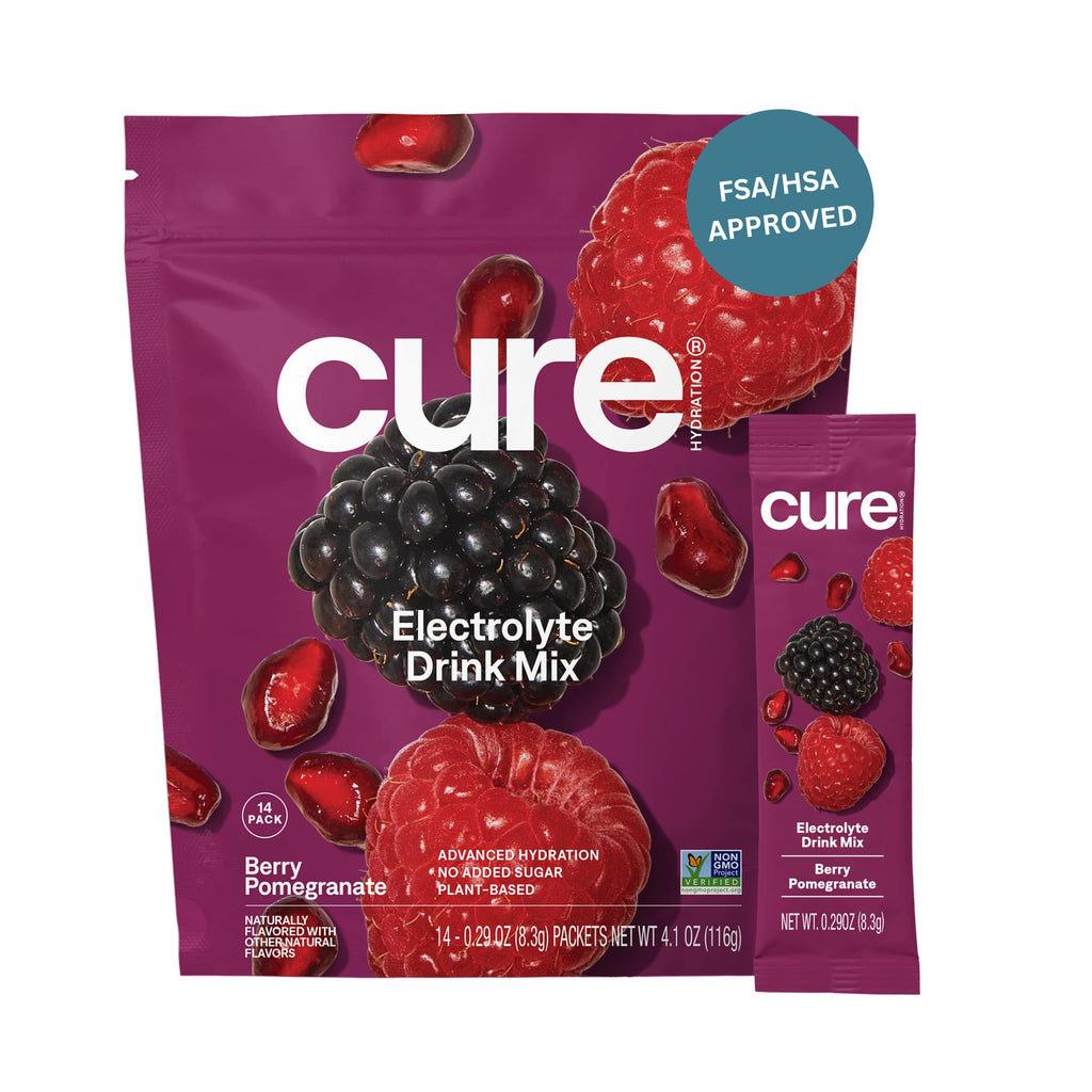 Cure Hydration | Plant-Based Electrolyte Drink Mix | No Added Sugar | FSA-HSA | Dehydration Relief Powder Made with Coconut Water | Non-GMO | Vegan - FENGGESTORE20