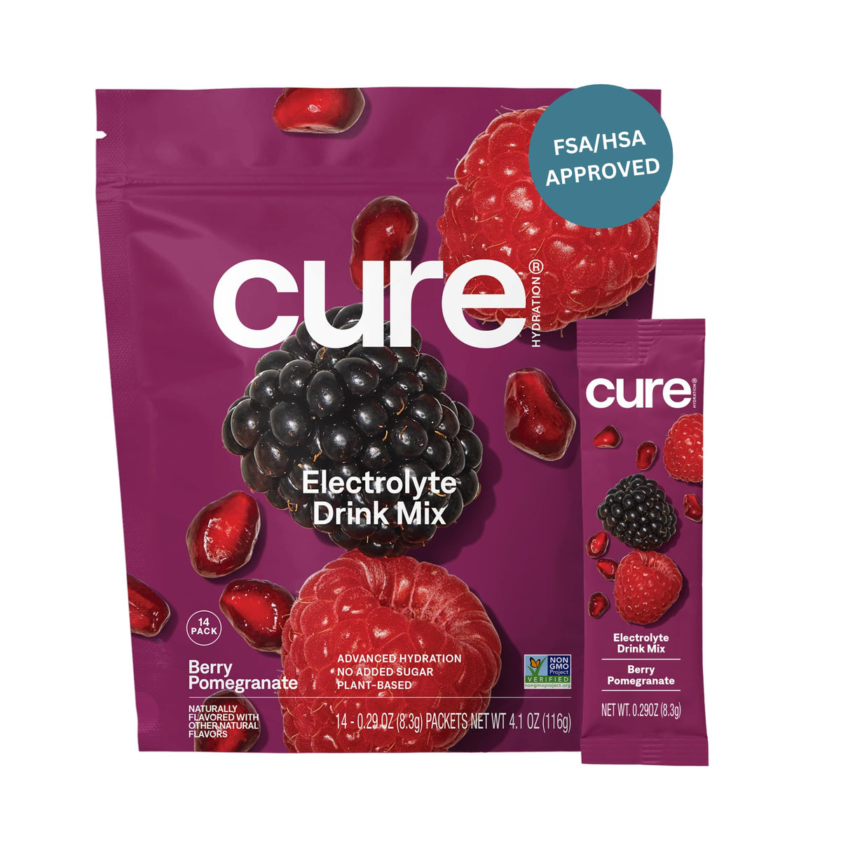 Cure Hydration | Plant-Based Electrolyte Drink Mix | No Added Sugar | FSA-HSA | Dehydration Relief Powder Made with Coconut Water | Non-GMO | Vegan - FENGGESTORE20