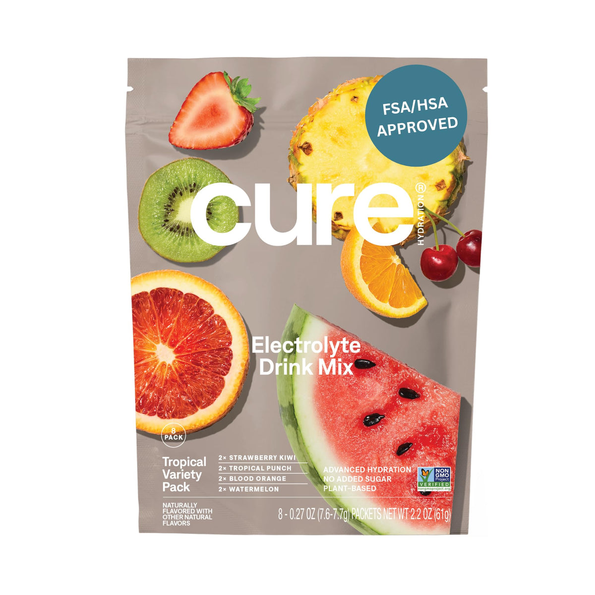 Cure Hydration | Plant-Based Electrolyte Drink Mix | No Added Sugar | FSA-HSA | Dehydration Relief Powder Made with Coconut Water | Non-GMO | Vegan - FENGGESTORE20