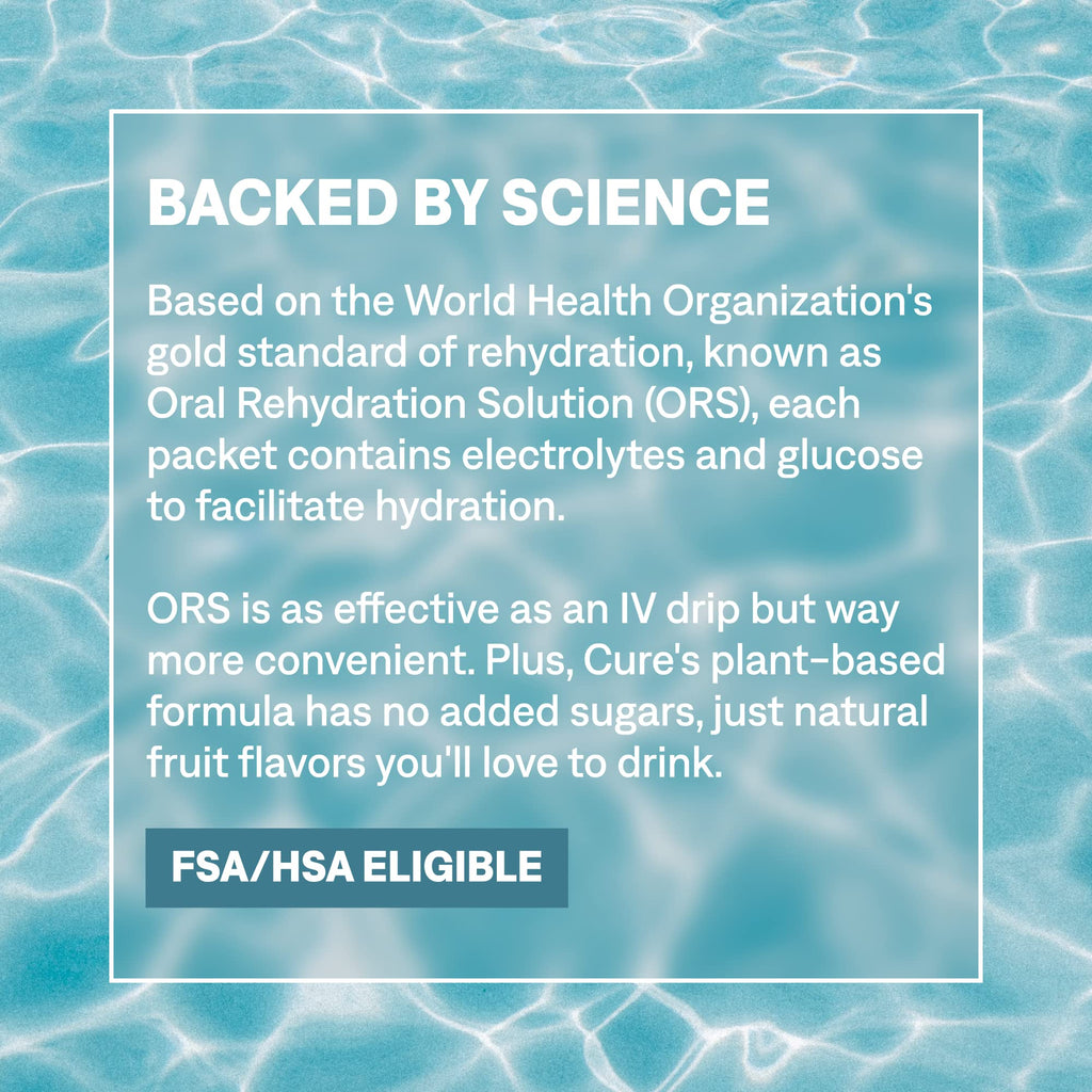 Cure Hydration | Plant-Based Electrolyte Drink Mix | No Added Sugar | FSA-HSA | Dehydration Relief Powder Made with Coconut Water | Non-GMO | Vegan - FENGGESTORE20