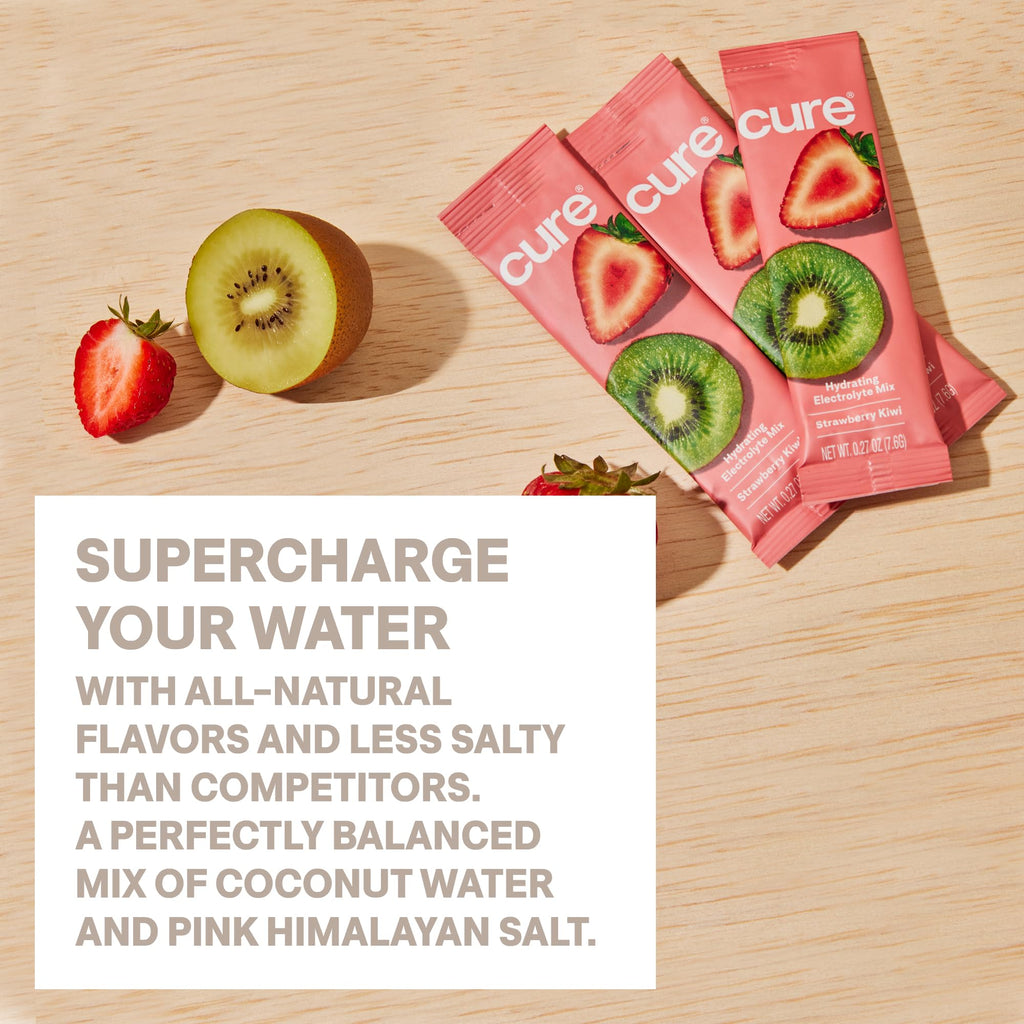 Cure Hydration | Plant-Based Electrolyte Drink Mix | No Added Sugar | FSA-HSA | Dehydration Relief Powder Made with Coconut Water | Non-GMO | Vegan | Pouch of 14 Packets - Blood Orange - FENGGESTORE20
