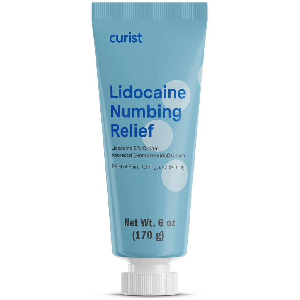 Curist 5% Lidocaine Numbing Cream - 6 oz (170 g) XL Tube - Soothing Numbing Cream for Temporary Discomfort, Itching, and Burning from Hemorrhoids Lidocaine 5% (1 Pack - 6 oz Tube) - FENGGESTORE20