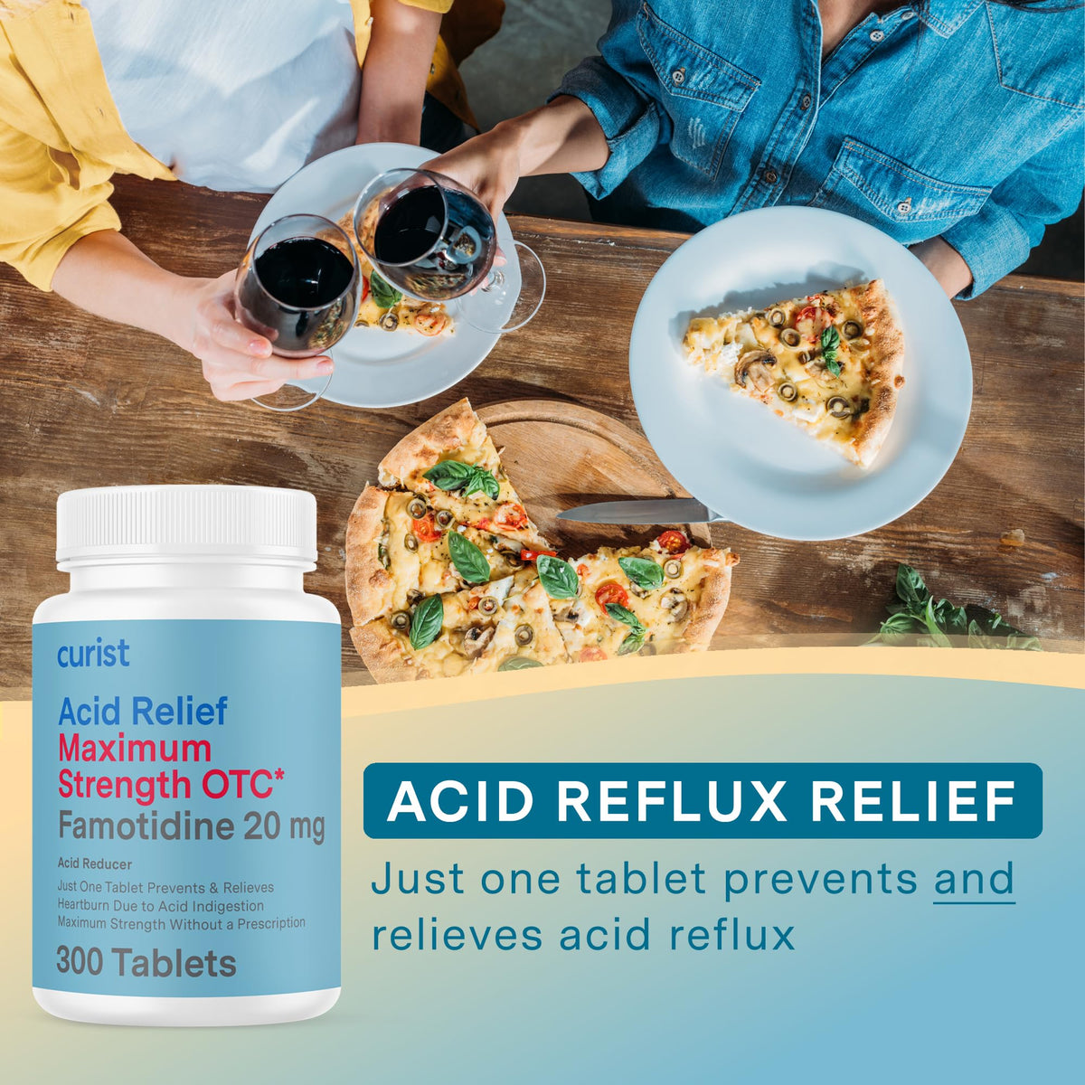 Curist Famotidine 20mg Bulk Pack (300 Count Tablets) Acid Reflux Medicine for Heartburn Relief - OTC Maximum Strength Stomach Acid Reducer - Anti Acid Relief Tablets for Indigestion Heartburn Relief - FENGGESTORE20