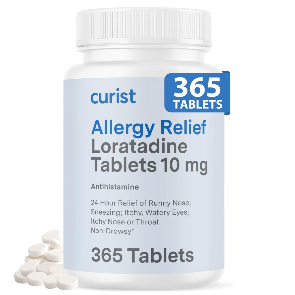 Curist Loratadine 10mg 365 Count - All Day Non Drowsy Allergy Medicine - 24 Hour Antihistamine Tablets for Runny Nose, Itchy Eyes, & Sneezing - Indoor & Outdoor Allergy Medicine for Adults - FENGGESTORE20