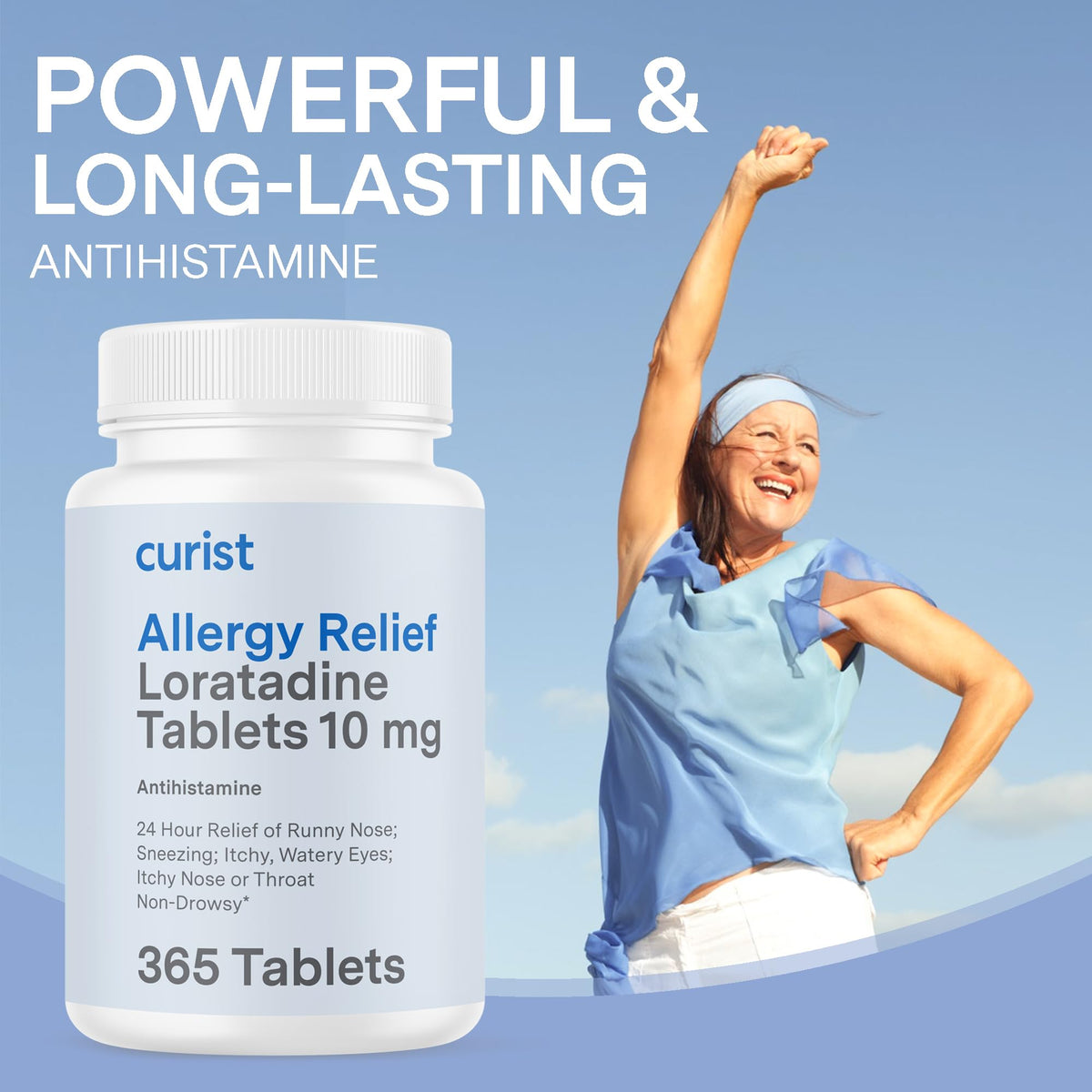 Curist Loratadine 10mg 365 Count - All Day Non Drowsy Allergy Medicine - 24 Hour Antihistamine Tablets for Runny Nose, Itchy Eyes, & Sneezing - Indoor & Outdoor Allergy Medicine for Adults - FENGGESTORE20