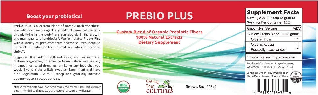 Cutting Edge Cultures Prebio Plus Prebiotic Fiber Powder Best Custom Blend of Organic Prebiotic Fibers Dietary Supplement 8 oz - FENGGESTORE20