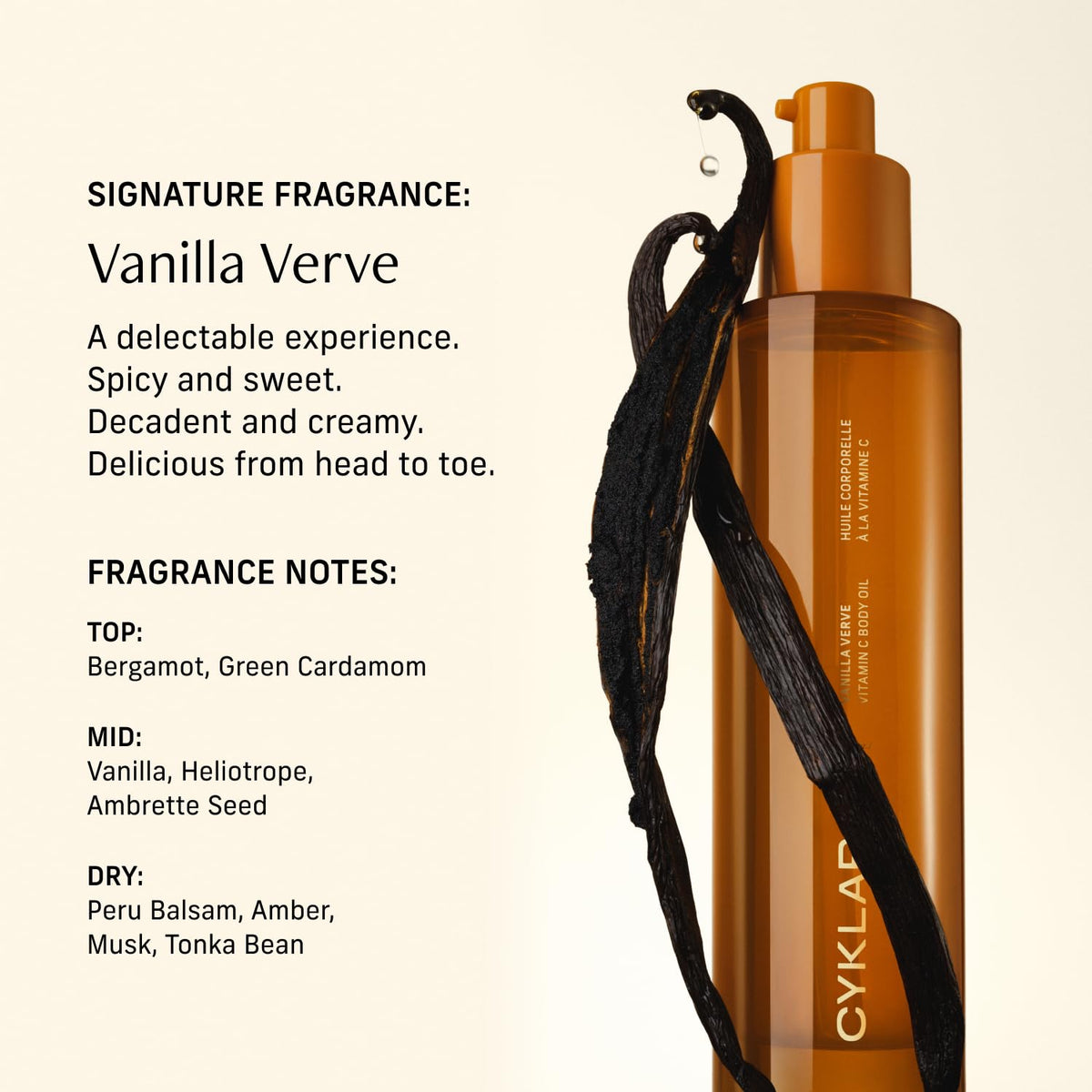 CYKLAR Vitamin C Body Oil for Women and Men. Moisturizing Vanilla Verve Scented Body Serum for Glowing Skin. Nourishing - FENGGESTORE20