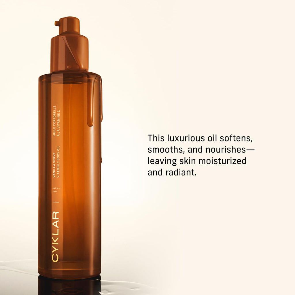 CYKLAR Vitamin C Body Oil for Women and Men. Moisturizing Vanilla Verve Scented Body Serum for Glowing Skin. Nourishing - FENGGESTORE20