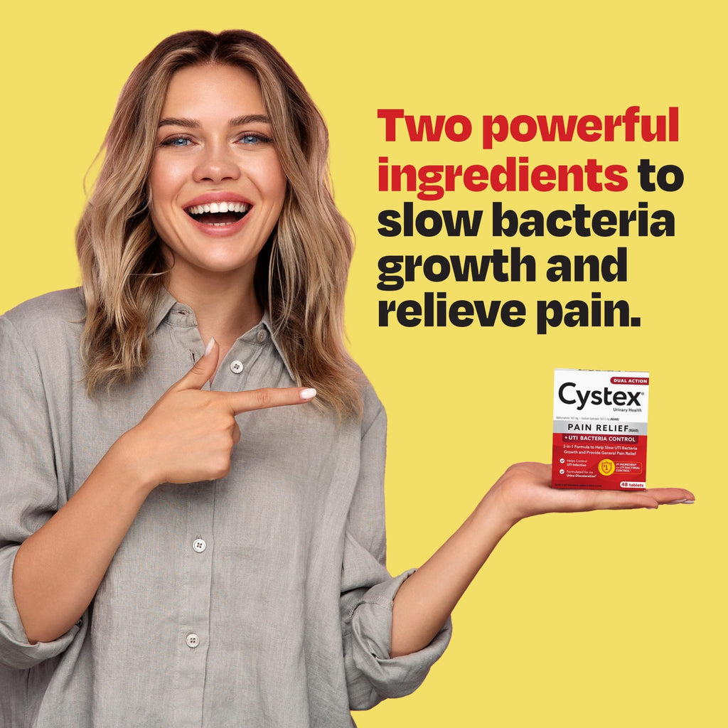 Cystex Dual-Action UTI Pain Relief & Prevention Tablets - 2-in-1 Formula Relieves Burning, Urgency, & Discomfort While Slowing Bacterial Growth - Non-Staining, Fast-Acting - 48-Count - FENGGESTORE20