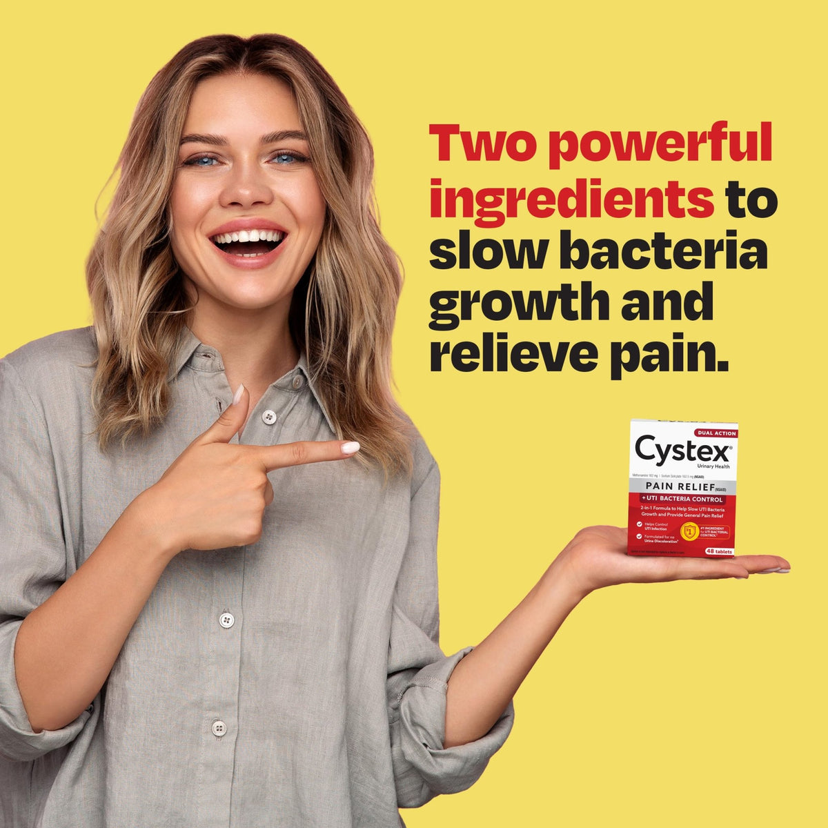 Cystex Dual-Action UTI Pain Relief & Prevention Tablets - 2-in-1 Formula Relieves Burning, Urgency, & Discomfort While Slowing Bacterial Growth - Non-Staining, Fast-Acting - 48-Count - FENGGESTORE20