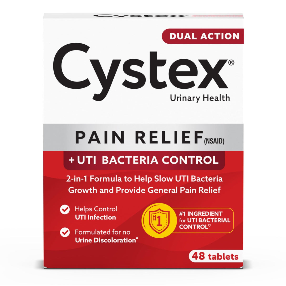 Cystex Dual-Action UTI Pain Relief & Prevention Tablets - 2-in-1 Formula Relieves Burning, Urgency, & Discomfort While Slowing Bacterial Growth - Non-Staining, Fast-Acting - 48-Count - FENGGESTORE20